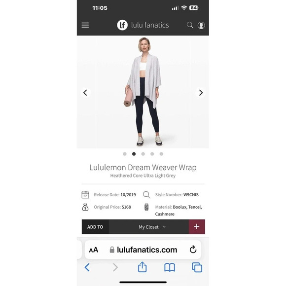 Lululemon Dream Weaver Wrap Heathered Core Ultra Light Grey One Size - Picture 4 of 6